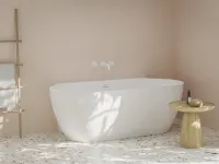 Freedom Wall II Tec 170x87, akrilkád, matt fehér/fehér, fehér/fekete/króm lefolyó