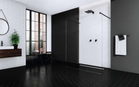 Modo X Black I Walk-in fekete zuhanyfal 120 átlátszó