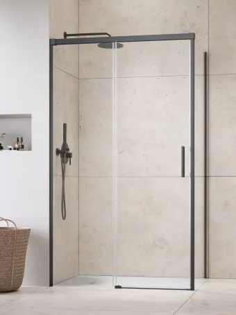 Idea Brushed GunMetal KDJ szögletes szálcsiszolt fegyvermetál zuhanykabin 120x90 átlátszó jobbos