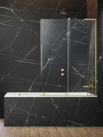 Furo SL Brushed Gold PND II szálcsiszolt arany kádparaván 100 átlátszó balos