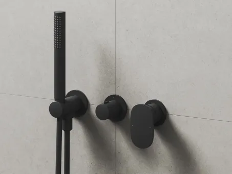 Spring 2-utas falba süllyesztett csaptelep testtel, zuhanyszettel, fekete SG 065.20BLM.O2.+S