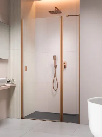 Nes Brushed Copper DWJ II szálcsiszolt réz zuhanyajtó 80 átlátszó balos