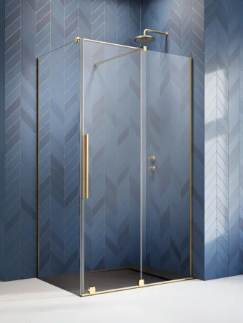 Furo Gold KDJ szögletes arany zuhanykabin 90x90 átlátszó jobbos