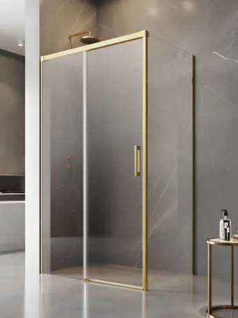 Idea Gold KDJ szögletes arany zuhanykabin 140x75 átlátszó balos