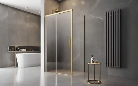 Idea Gold KDJ szögletes arany zuhanykabin 140x75 átlátszó balos