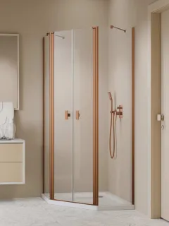 Nes Brushed Copper PTD szögletes szálcsiszolt réz zuhanykabin 80x100 átlátszó