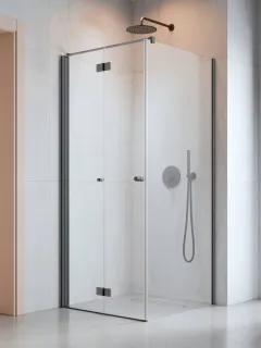 Nes Brushed GunMetal KDJ-B szögletes szálcsiszolt fegyvermetál zuhanykabin 100x90 átlátszó jobbos