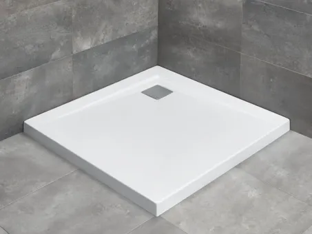 Argos C szögletes lapos zuhanytálca 90x90 fehér, ajándék szifonnal
