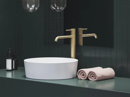 Espirit álló mosdócsaptelep BeCool 340 mm leeresztő nélkül ES 015.61GLB, Gold Brushed