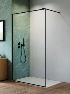 Nes Black Walk-in II Frame fekete zuhanyfal 120 átlátszó