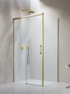 Idea Brushed Gold KDJ szögletes szálcsiszolt arany zuhanykabin 130x100 átlátszó balos