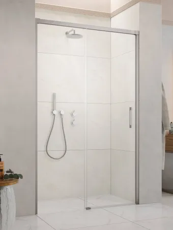 Idea Brushed Nickel DWJ szálcsiszolt króm zuhanyajtó 130 átlátszó jobbos