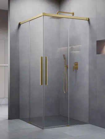 Idea 8 QL Brushed Gold KDD szögletes szálcsiszolt arany zuhanykabin 120x100 átlátszó