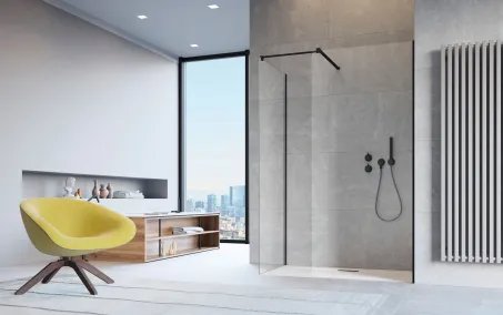 Modo New Black III Walk-in fekete zuhanyfal 90x140 átlátszó