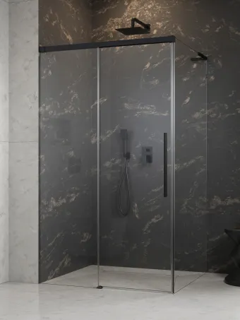 Idea 8 QL Black KDJ szögletes fekete zuhanykabin 110x100 átlátszó balos