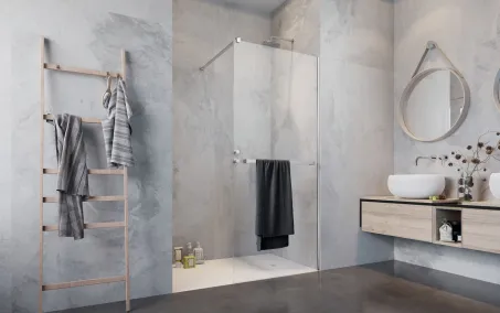 Modo New II Walk-in zuhanyfal törölközőtartóval 155 átlátszó