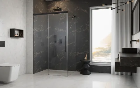 Idea 8 QL Black KDJ szögletes fekete zuhanykabin 110x100 átlátszó balos