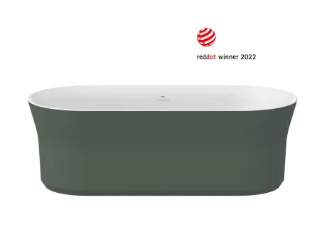 Ypsilon 180x80, akrilkád, Grey Green/fehér, szabadonálló, fehér/fekete/króm lefolyó