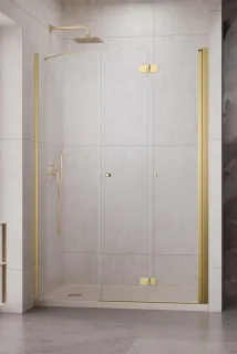 Nes Brushed Gold DWS B szálcsiszolt arany zuhanyajtó 150 átlátszó balos (ajtó 95 cm, fixfal 55 cm)