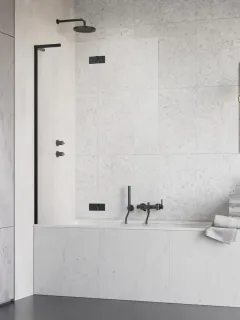 Essenza 8 SL Black PND II fekete kádparaván 110 átlátszó balos