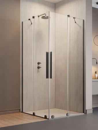 Furo Brushed GunMetal KDD szögletes szálcsiszolt fegyvermetál zuhanykabin 80x80 átlátszó