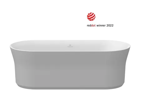 Ypsilon 180x80, akrilkád, Smoke Grey/fehér, szabadonálló, fehér/fekete/króm lefolyó