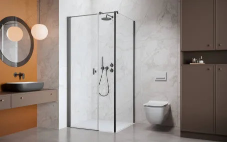 Nes Brushed GunMetal KDS I szögletes szálcsiszolt fegyvermetál zuhanykabin 100x80 átlátszó balos